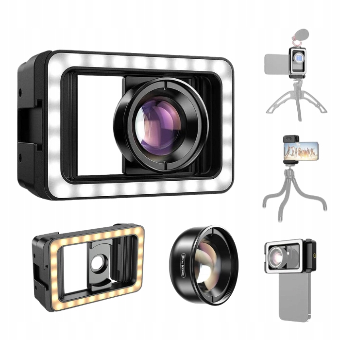 Obiektyw Soczewka Makro 100 mm Apexel Do Telefonu Led Cri 95+ f/1.8