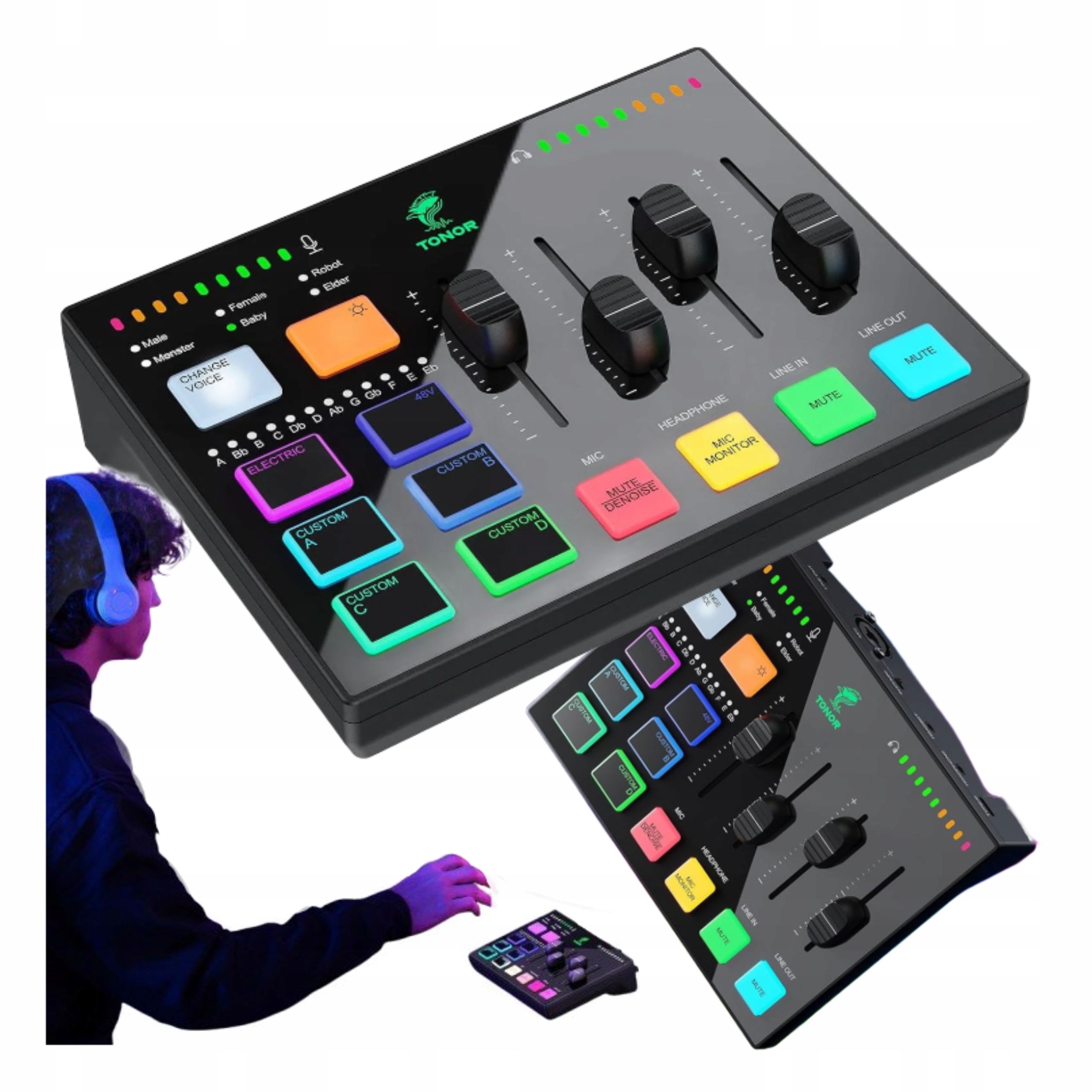 Mikser Audio Gamingowy TX310 Rgb Xlr 6.35mm Streaming Podcast Interfejs Usb