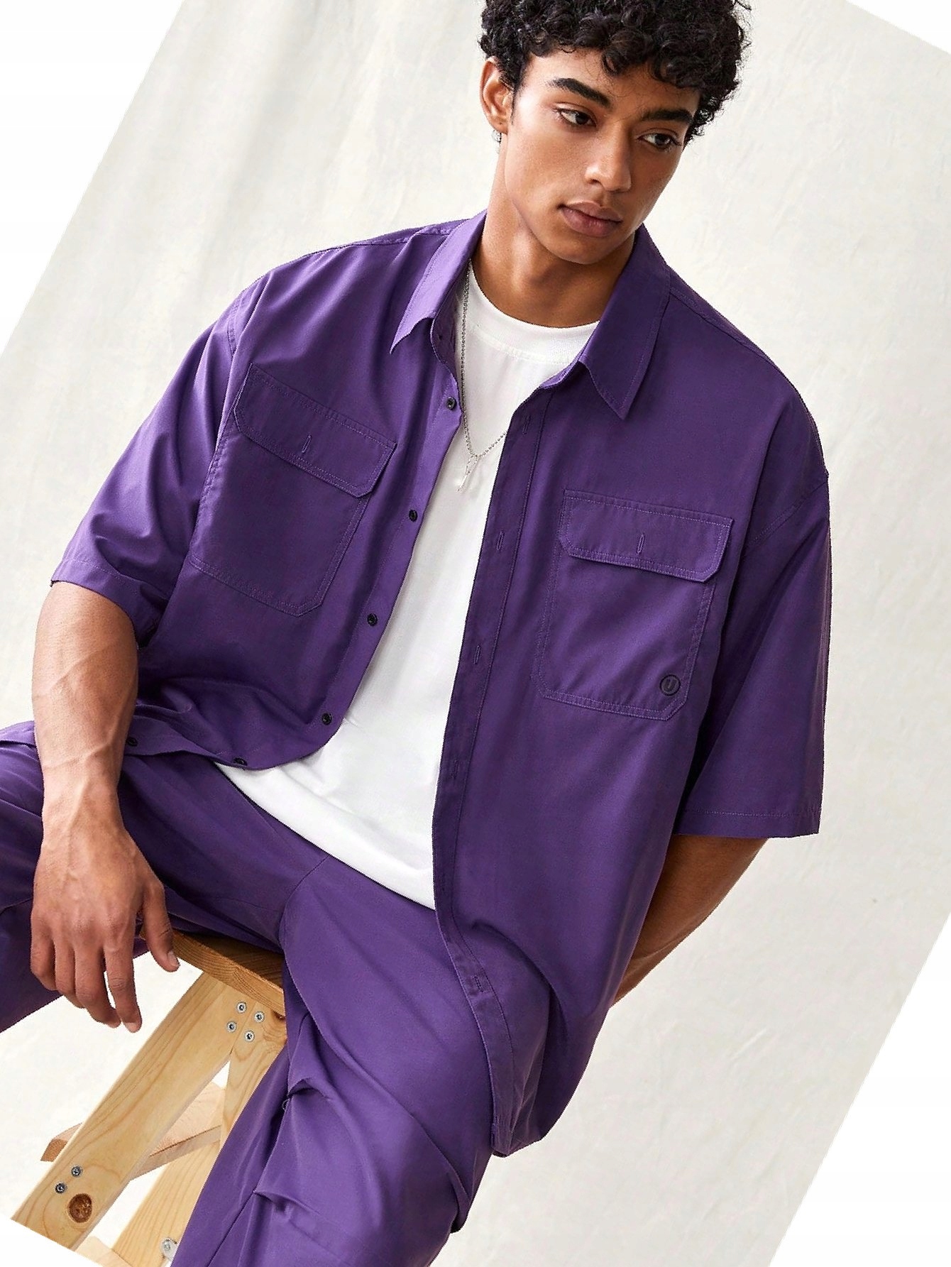 Pánský komplet Oversize Fialový Módní Stylový Casual M