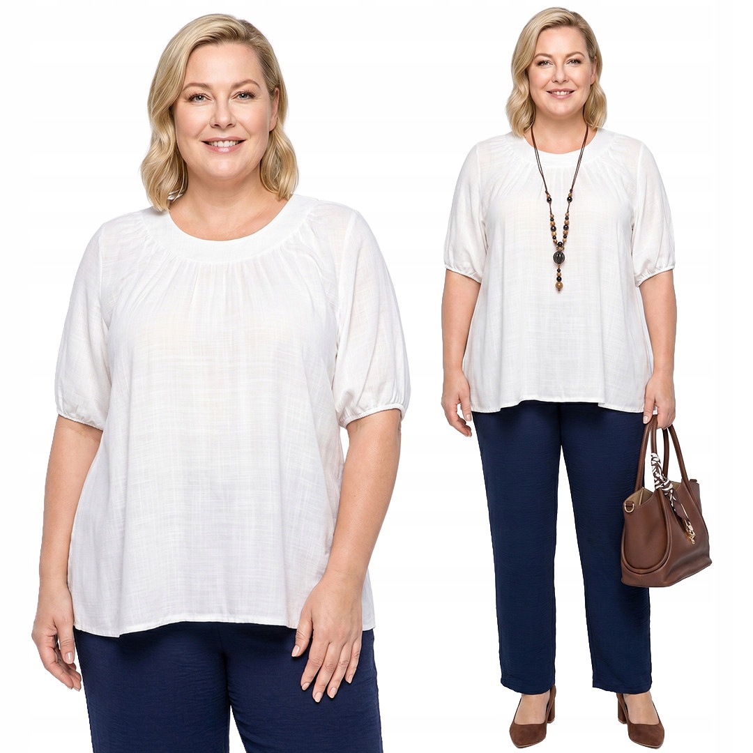 Bílá bavlněná halenka plus size velikost 60/62