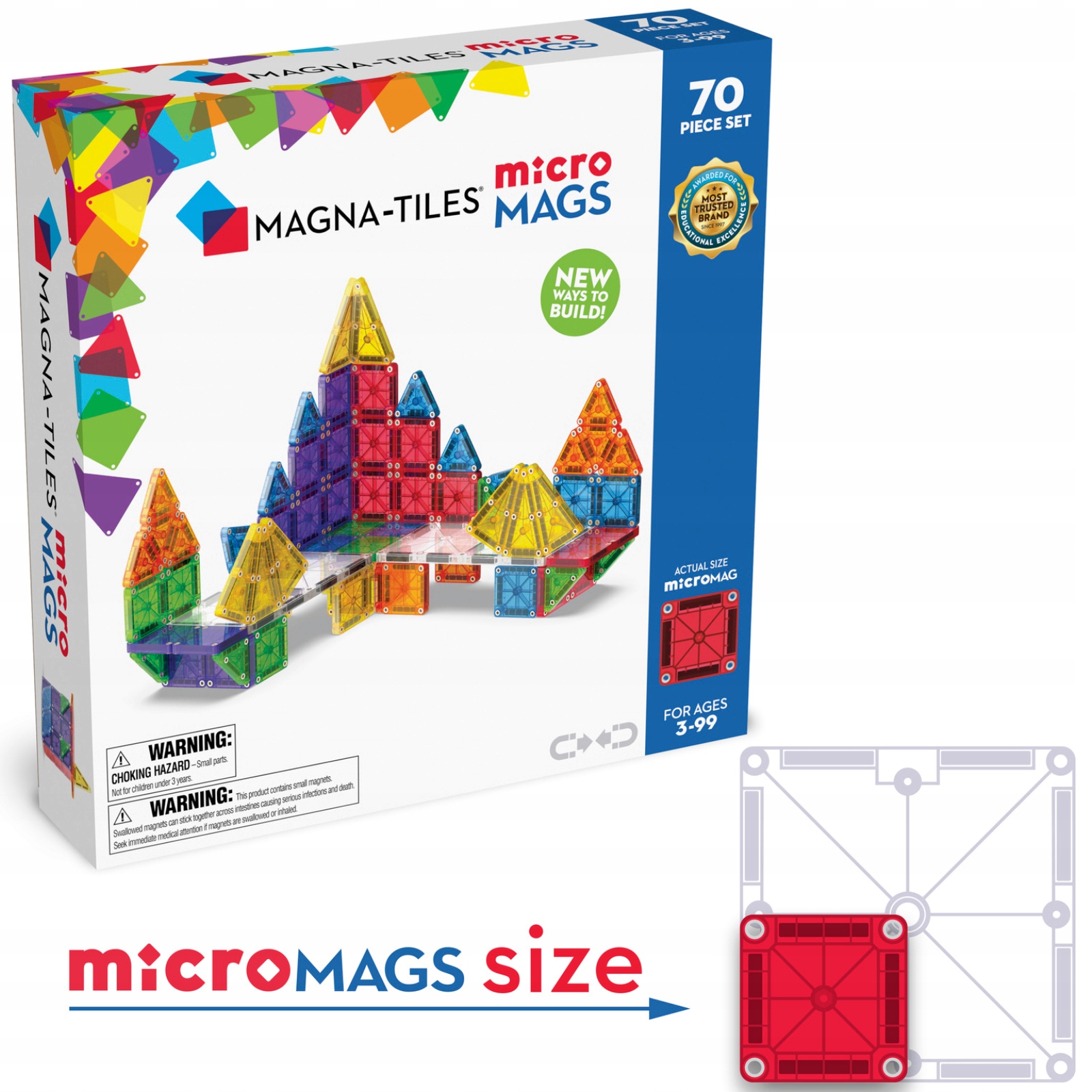 Klocki magnetyczne microMAGS 70 elementów Magna Tiles