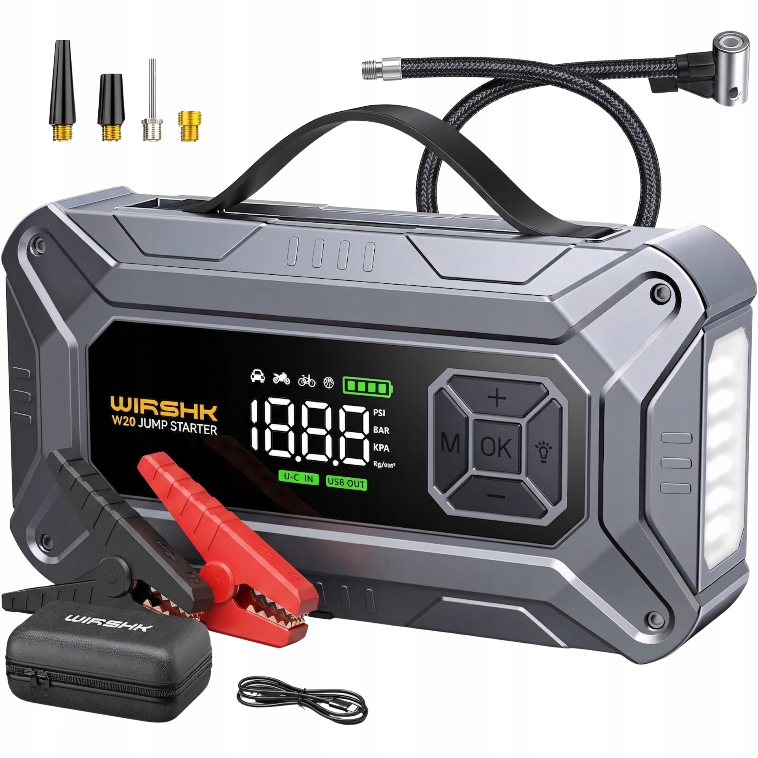 Jump Starter Booster s kompresorom 8000A 12V 27000mAh Powerbank Baterka