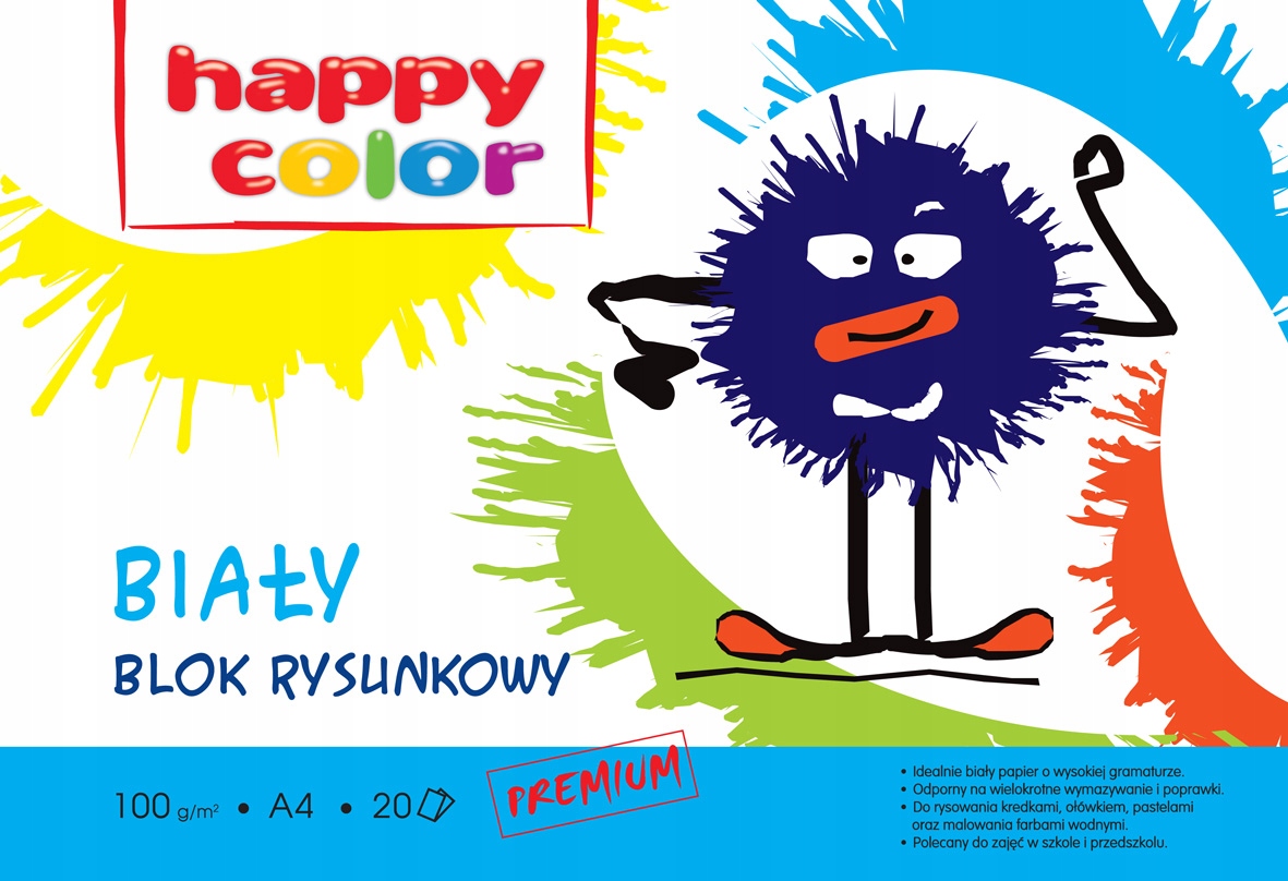 BLOK RYSUNKOWY BIAŁY HAPPY COLOR A4 /20 ARKUSZY/