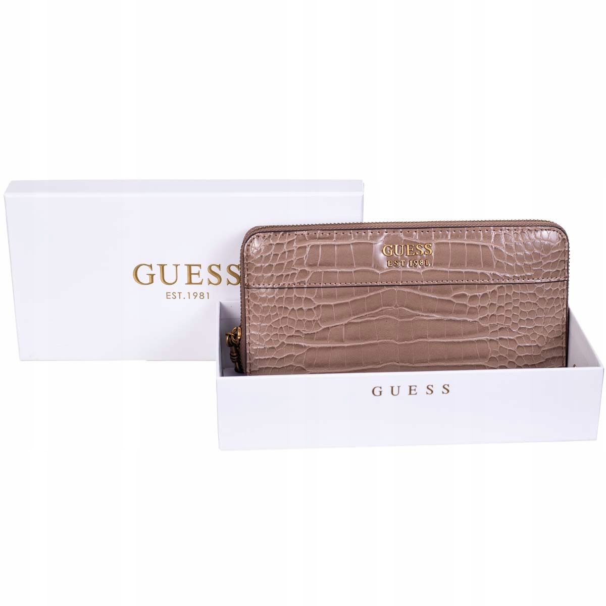 

Guess Portfel Damski Katey Slg Large Zip Brown