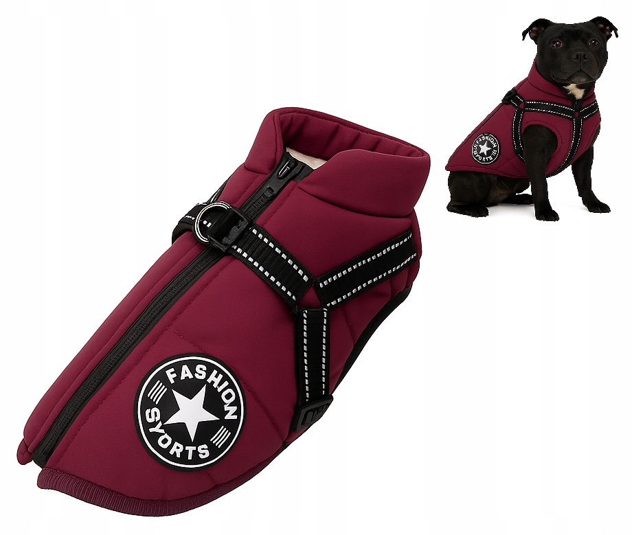 Zimní oblečení Bunda pro psa na zimu Fialová s ramenními popruhy Velikost 4XL
