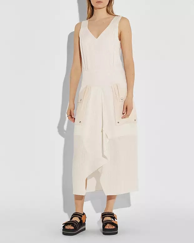 Šaty s přídavkem hedvábí Coach M/L