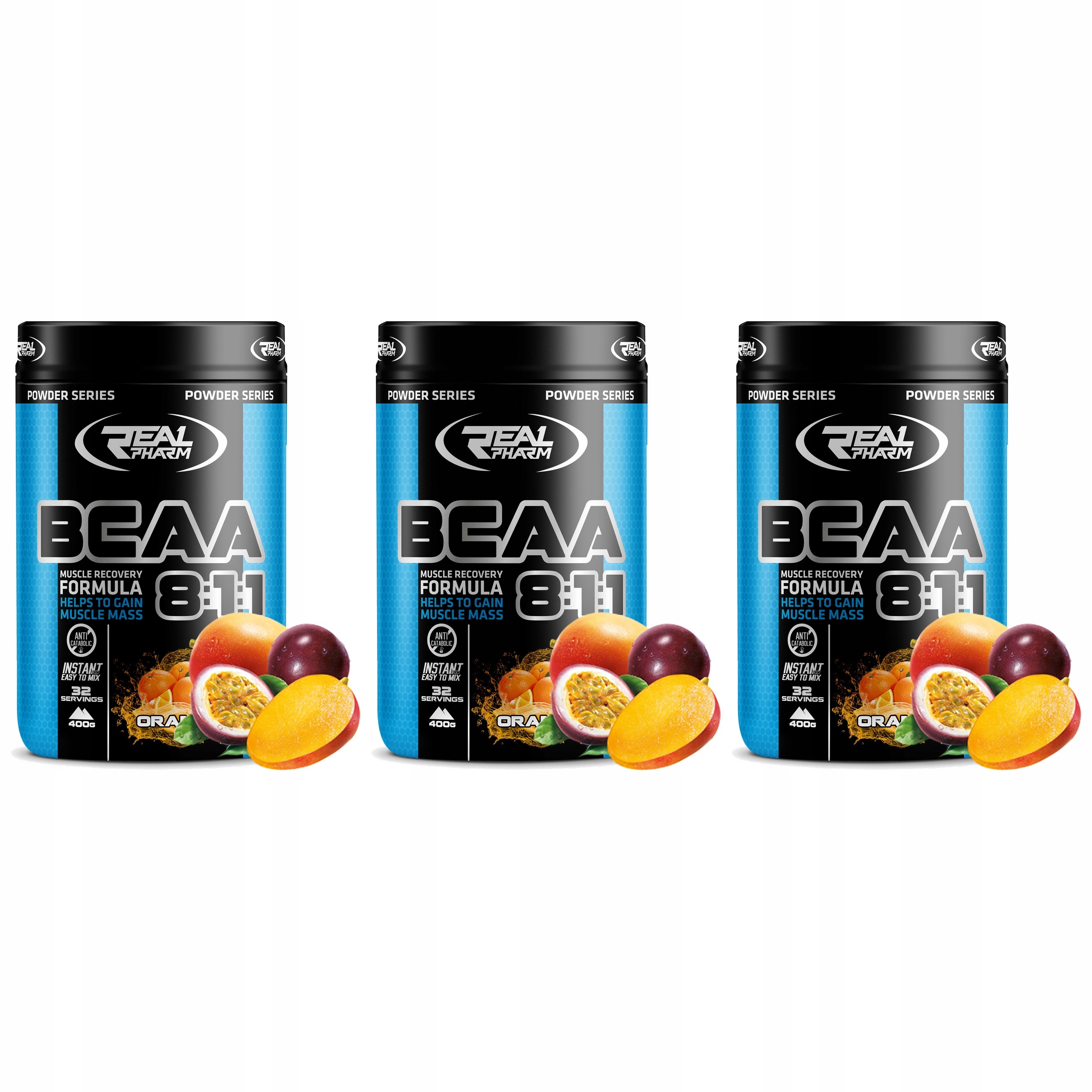 3x Real Pharm Bcaa 8:1:1 400 g Aminokyseliny Regenerace