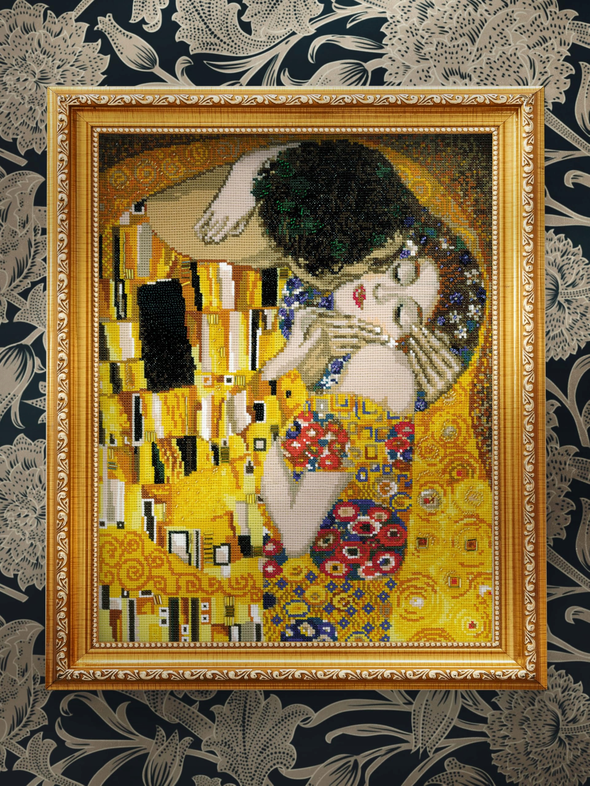 Riolis 1170 Klimtův polibek, valentýnský vyšívací set 30 x 35 cm