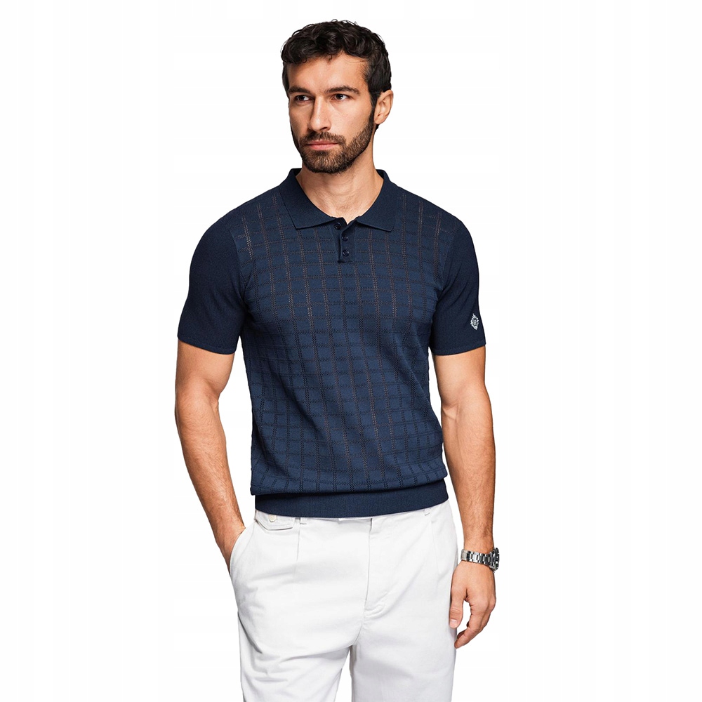 Elegantní pánská polokošile s tmavě modrou viskózou V2 OM-POSS-0168 S