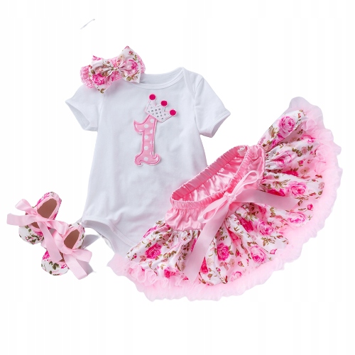 

Komplet 80 86 body spódniczka buty opaska roczek