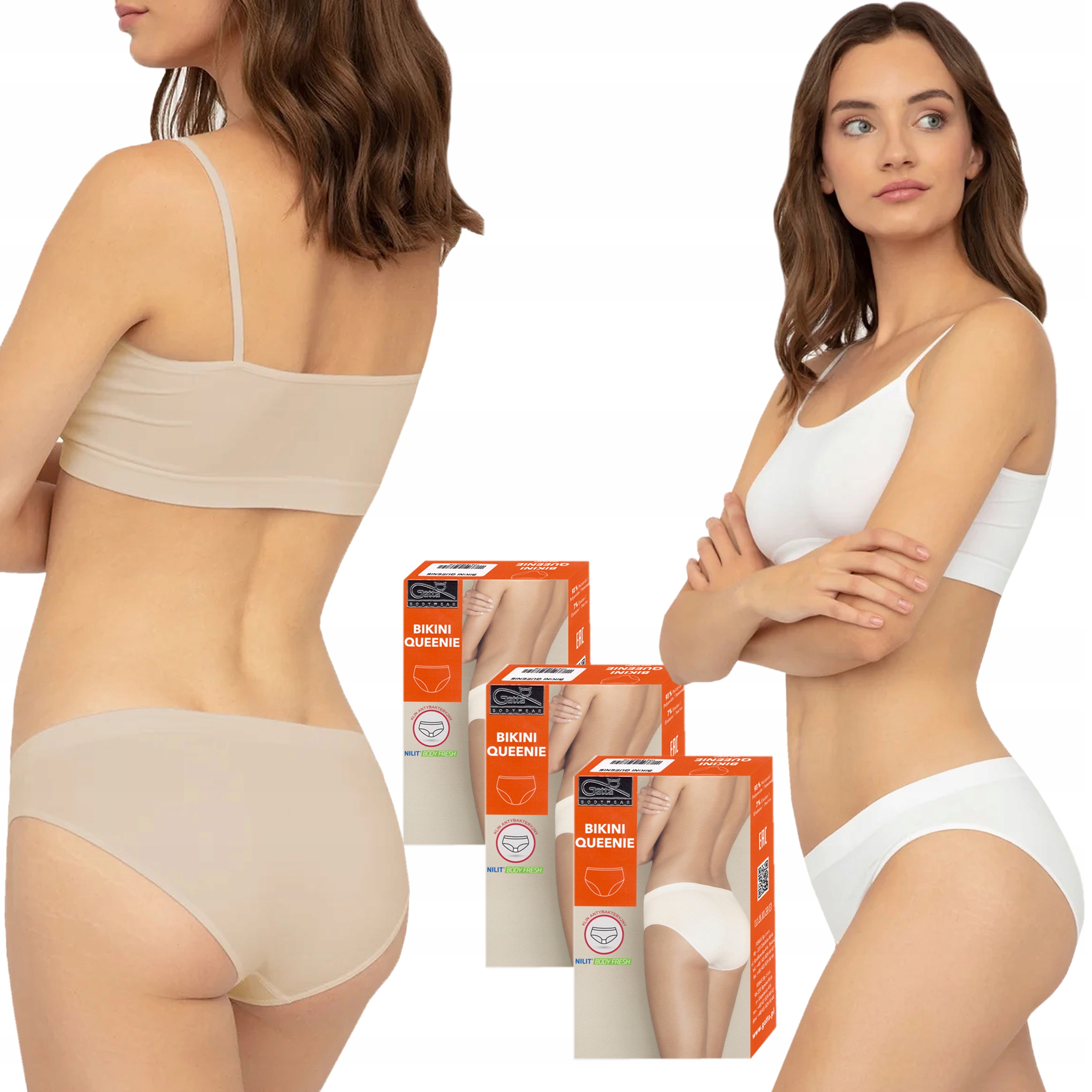 

Gatta Bikini Queenie, Kolory, Bezszwowe, 3-pak, S
