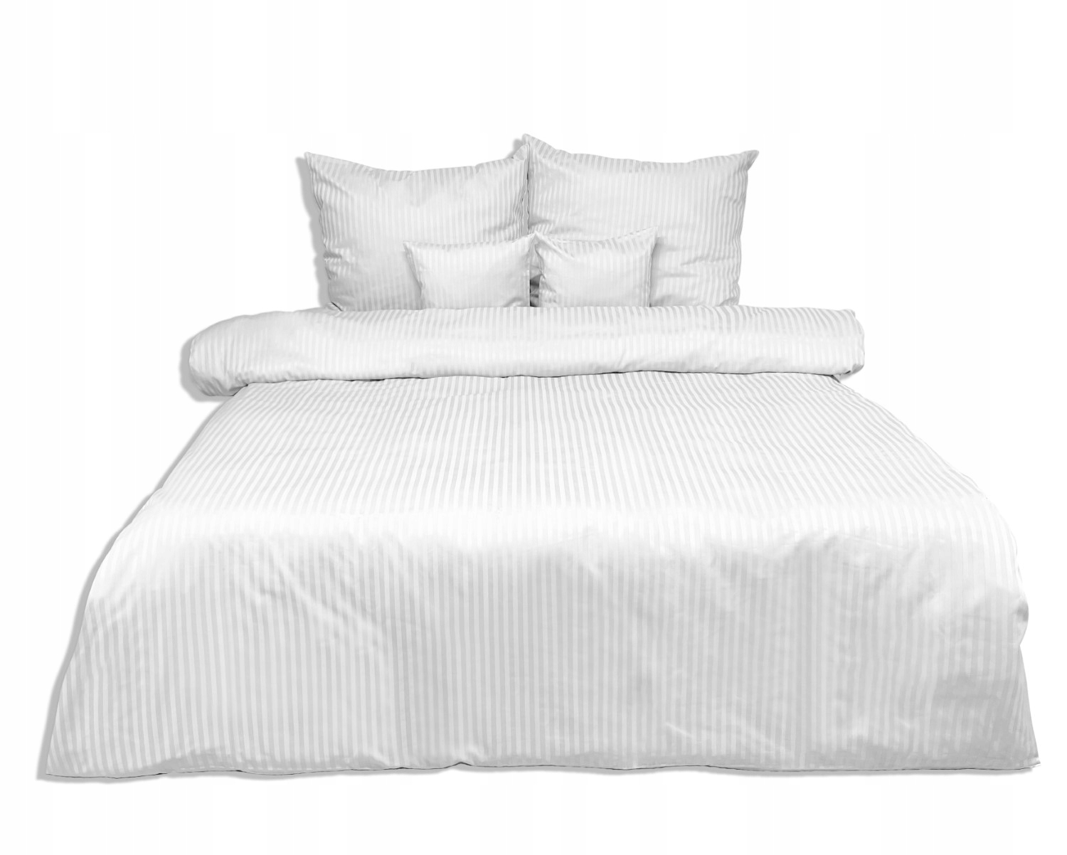 Pościel adamaszek hotelowa paski prążki 1 cm 160x200 biała