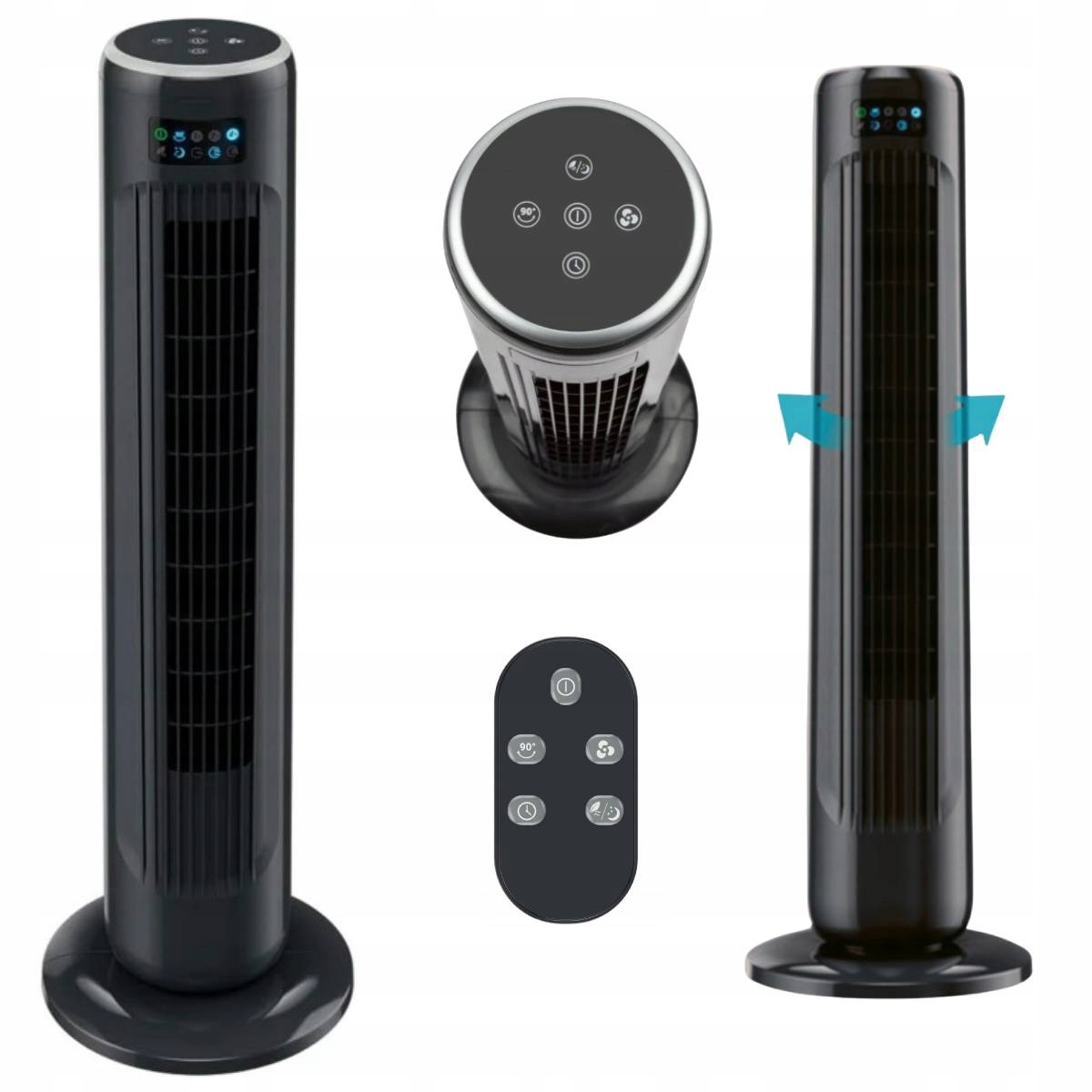 Sloupový ventilátor Stvd 45 A1 s dálkovým ovládáním, otáčení o 90°, černý