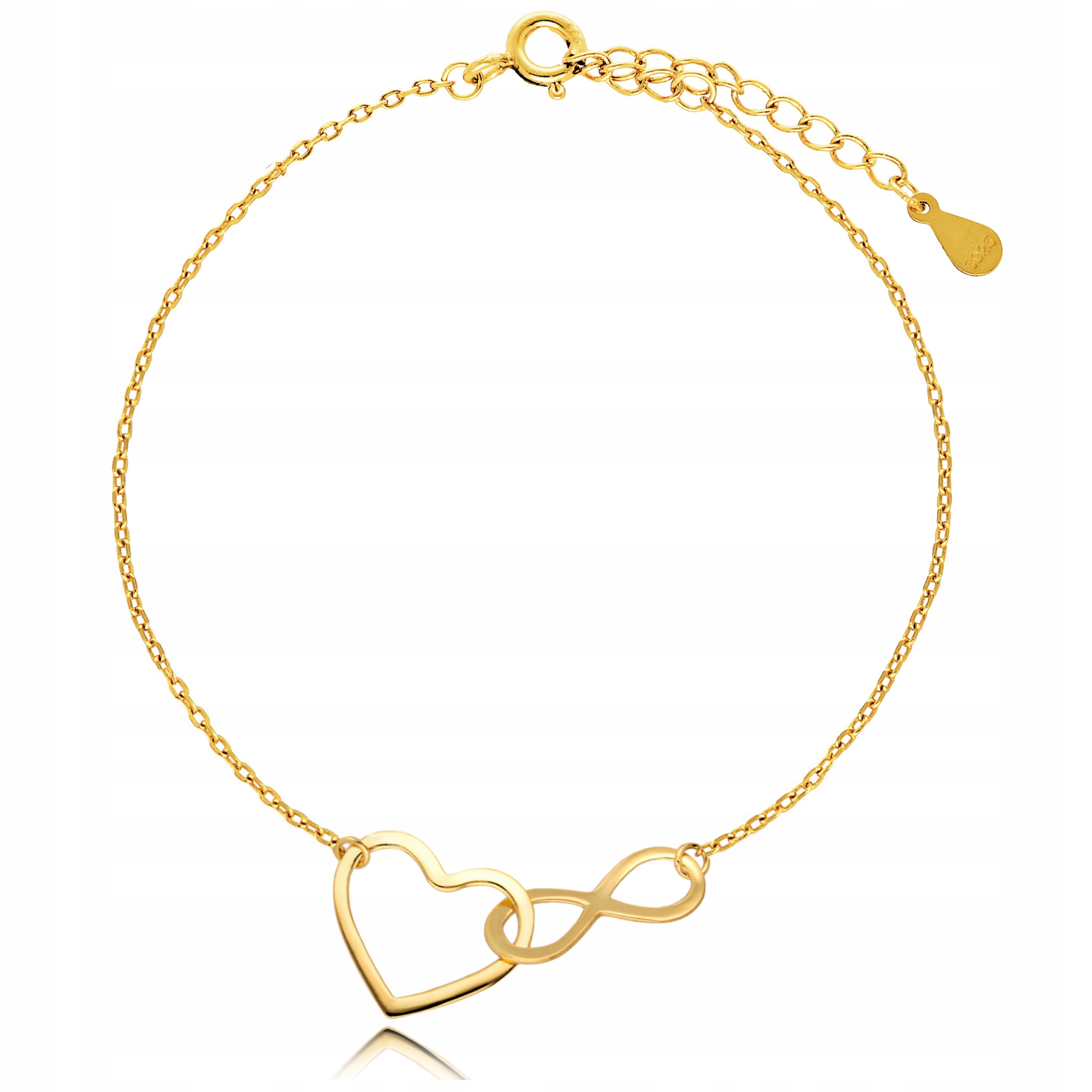 Złota Bransoletka 925 Celebrytka Serce Nieskończoność dla Kobiet Walentynki