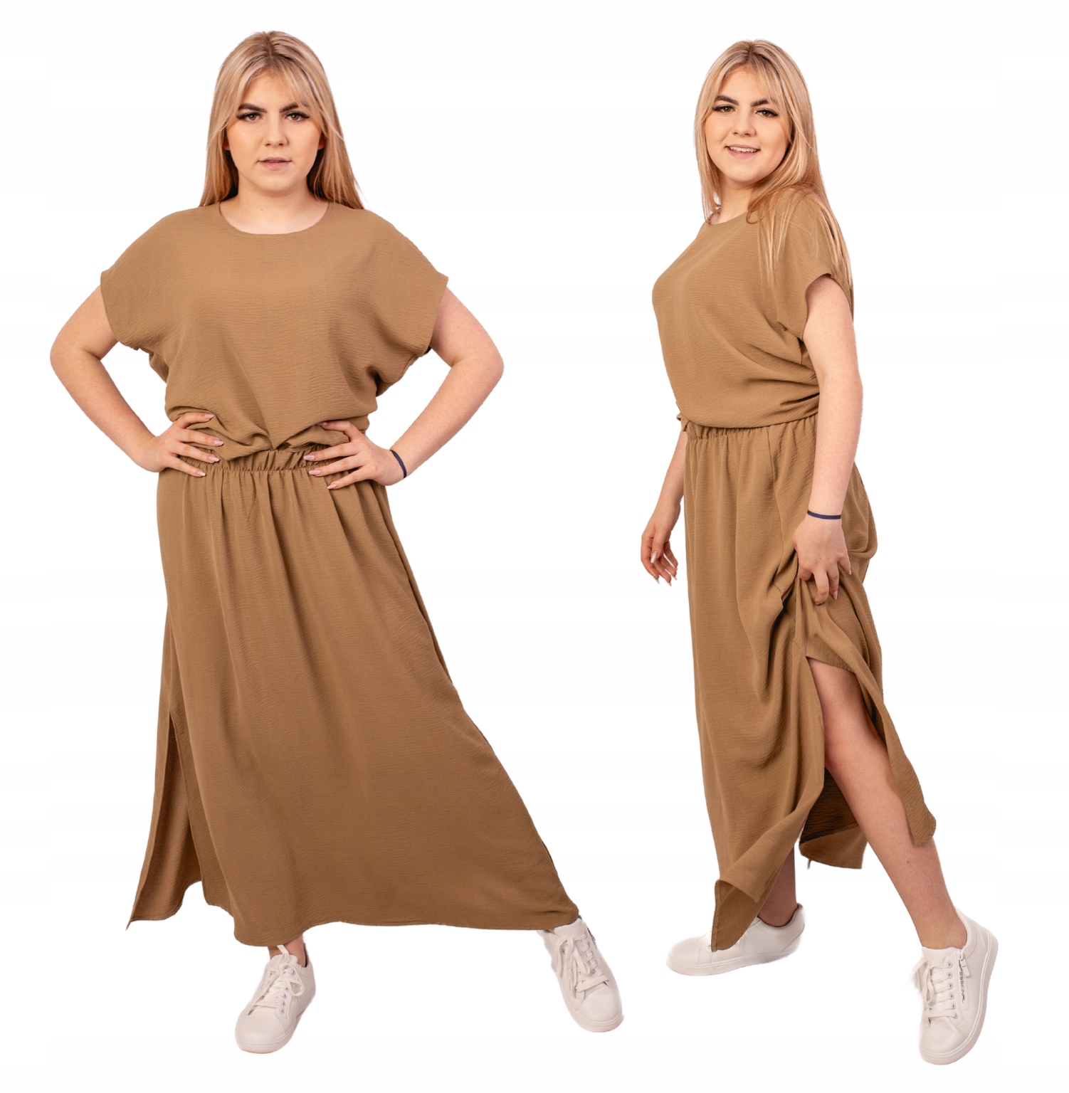 LETNI WYGODNY PRZEWIEWNY KOMPLET DAMSKI SPÓDNICA BLUZKA DUŻE ROZMIARY 48 Rozmiar 48