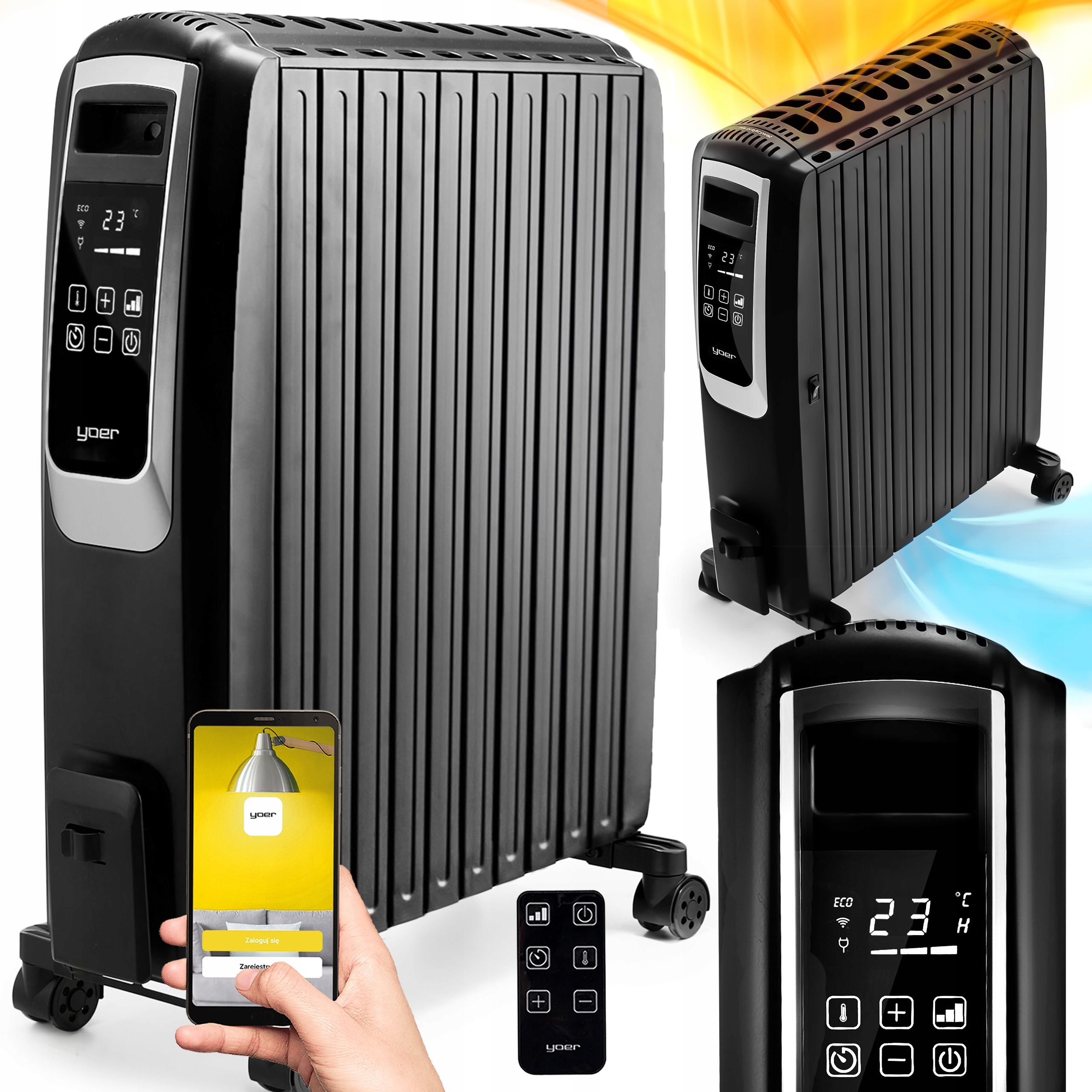 Grzejnik olejowy Yoer 2500W 10 żeberek +Timer +3 moce +Tryb energooszczędny