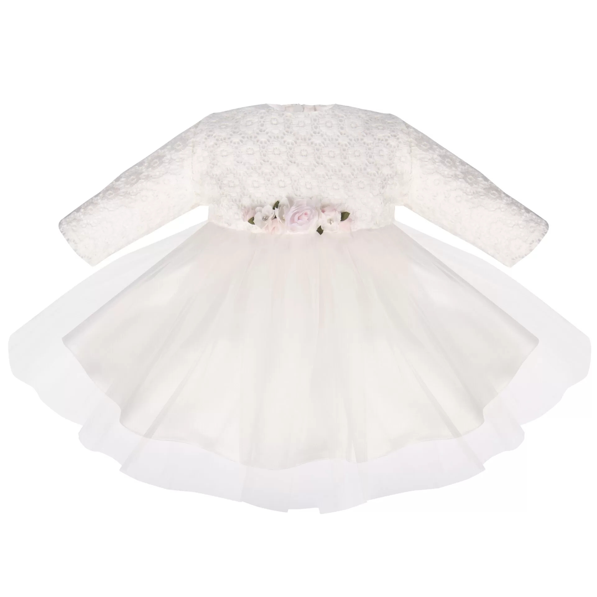 SUKIENKA KAROLINKA ECRU Z DŁUGIM RĘKAWEM - 86