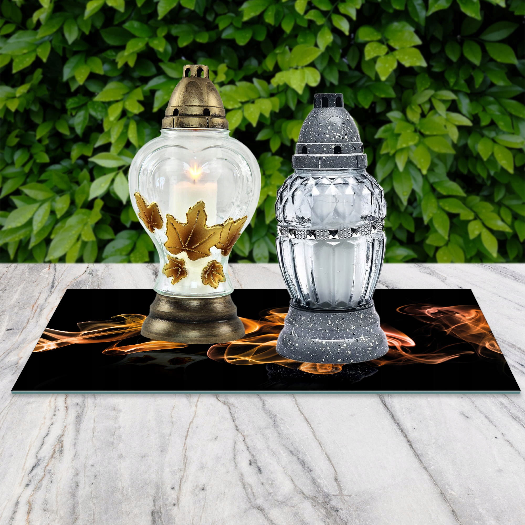 SZKLANA PODSTAWKA POD ZNICZE 60x20cm Miedź dym 68c Marka inna