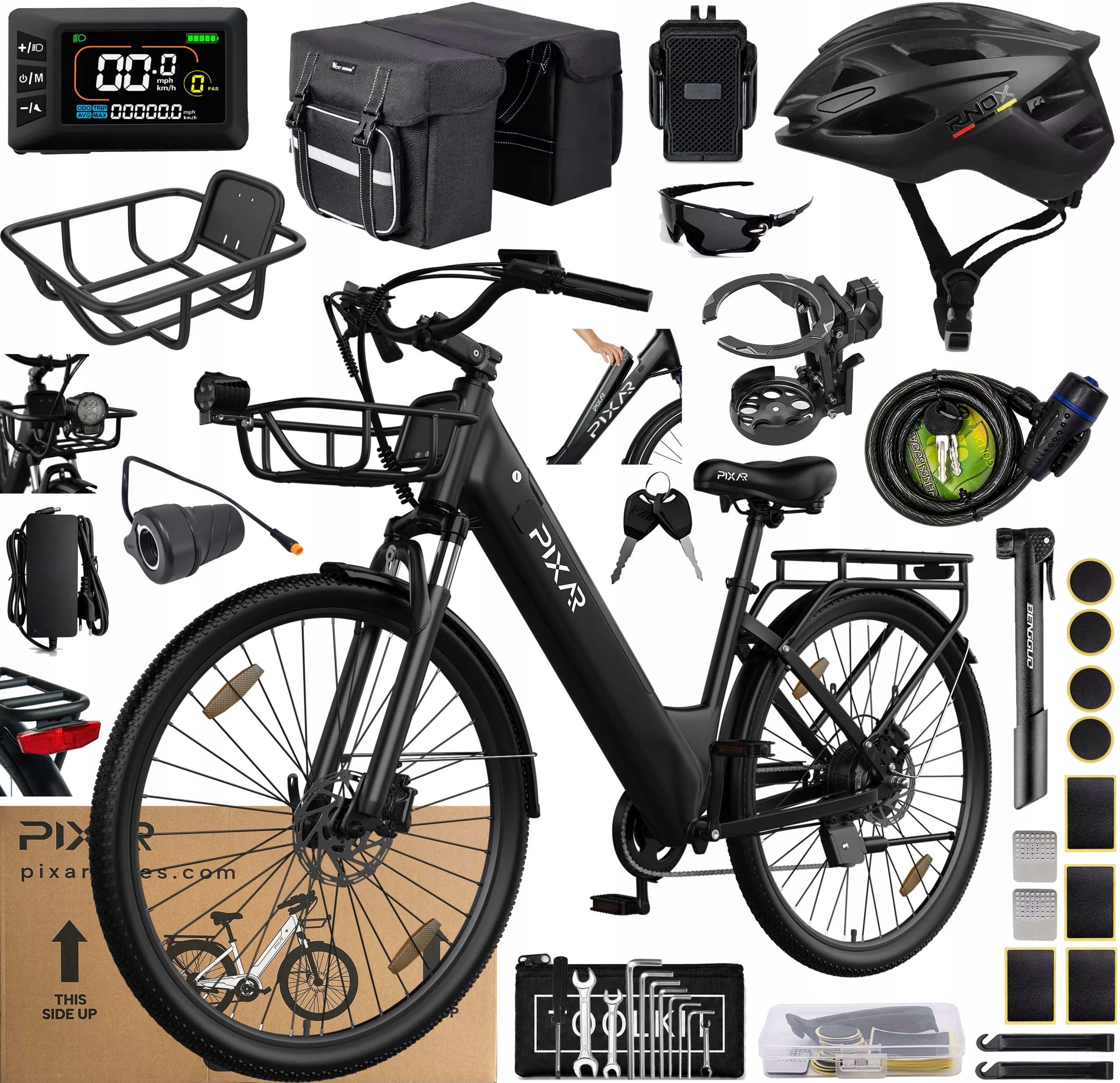 Elektrická kola Pixar C1 Pro 250W 25KM/H 36V 18Ah 150KM 27.5" +6 Dárek
