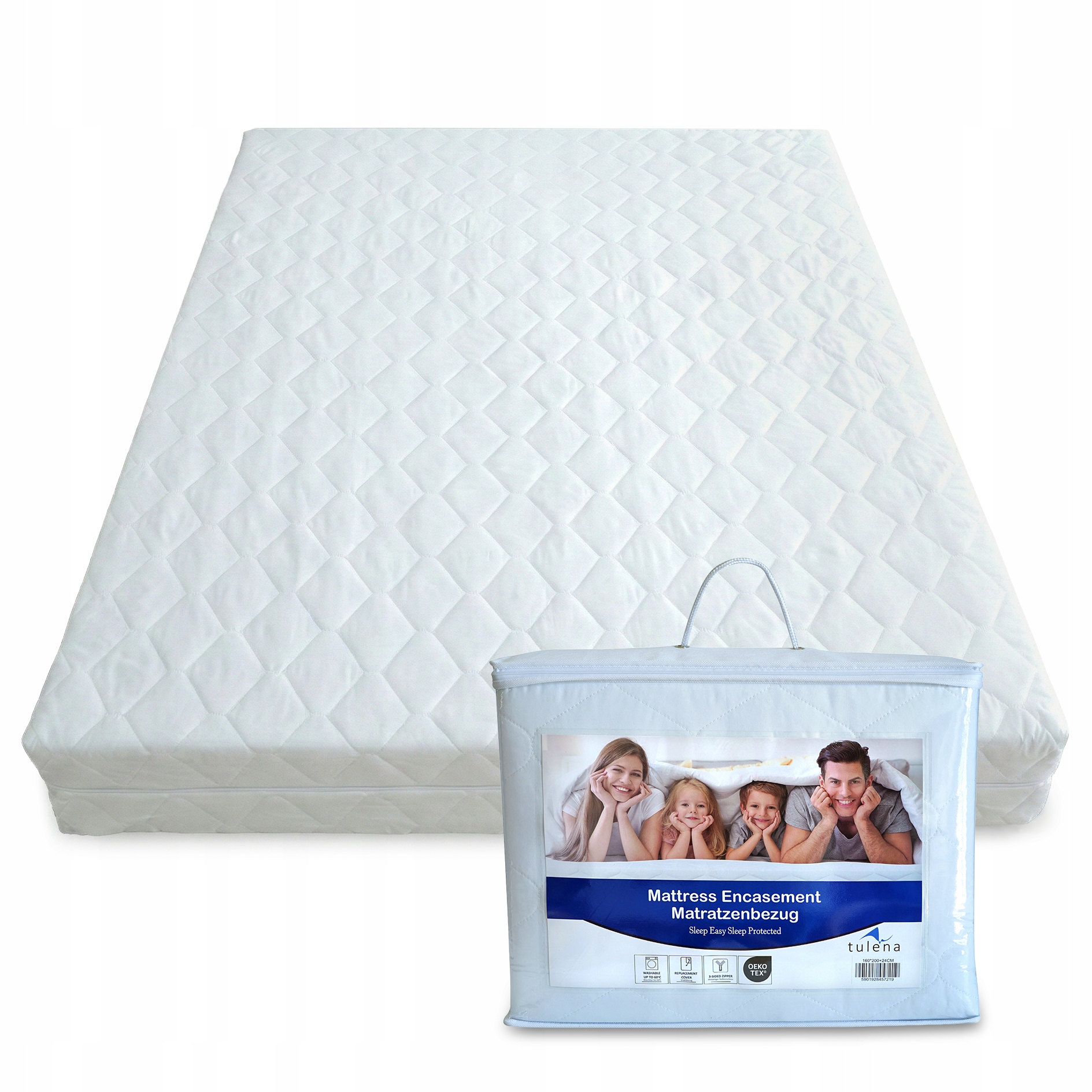 Poťah na matrac 200x200 21 cm Priedušný Zips 3-stránový Oeko-tex