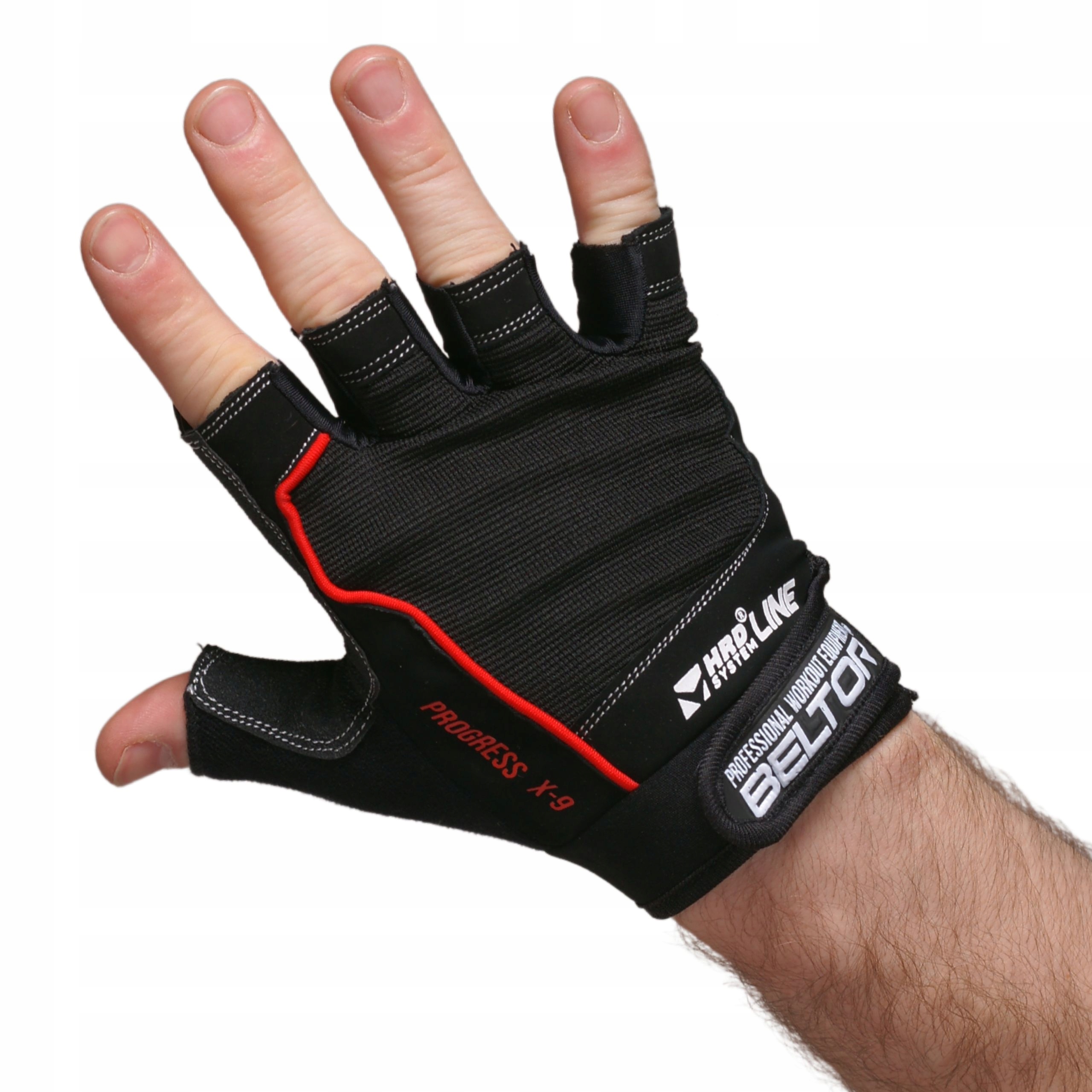 BELTOR SKÓRZANE RĘKAWICZKI TRENINGOWE NA SIŁOWNIE CZARNO-CZERWONE S Kod producenta H0165