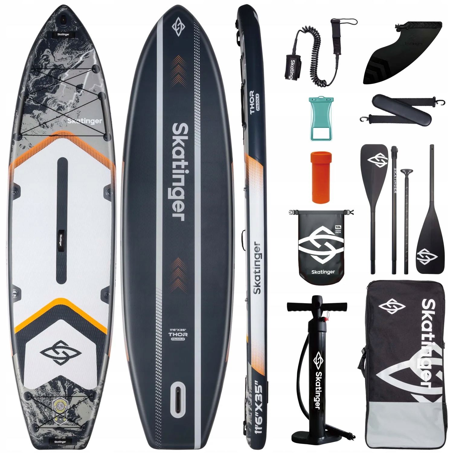 Sup deska Skatinger Thor Grey 350x89x15 cm (11'6'') touring