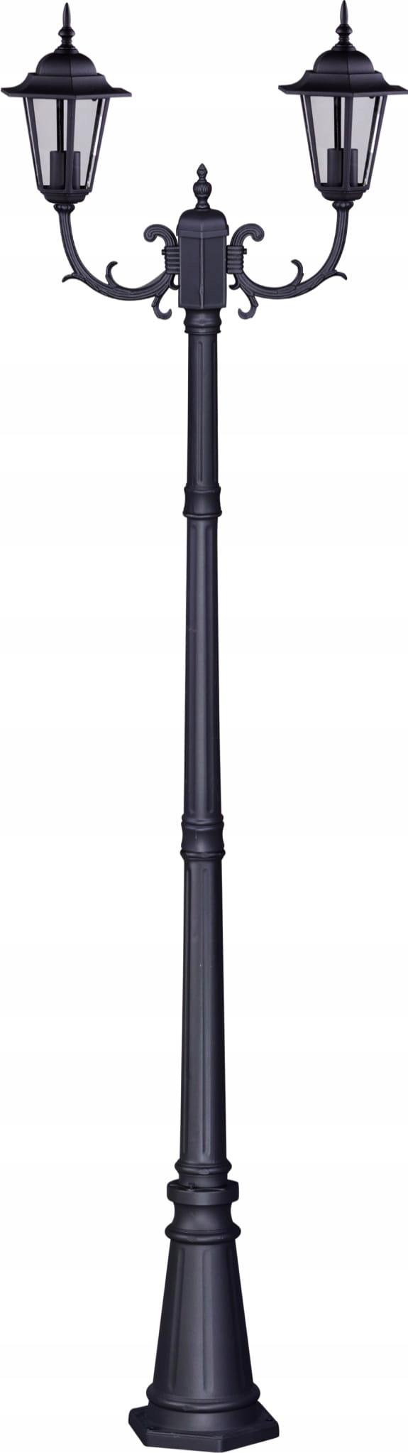 Stojaca pouličná lampa vonkajšia lampa čierna dvojitá retro 243 cm Kaja