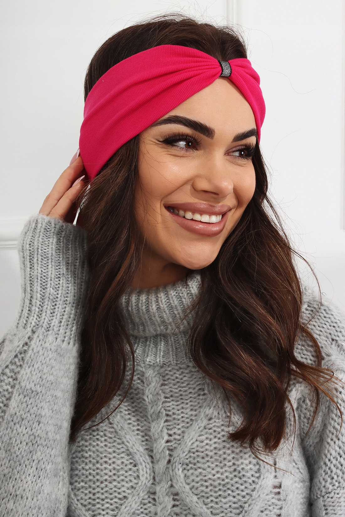 OPASKA DAMSKA NA GŁOWĘ USZY NAUSZNIKI TURBAN WĘZEŁ PRZEPLATANA KOLORY Wzór dominujący bez wzoru