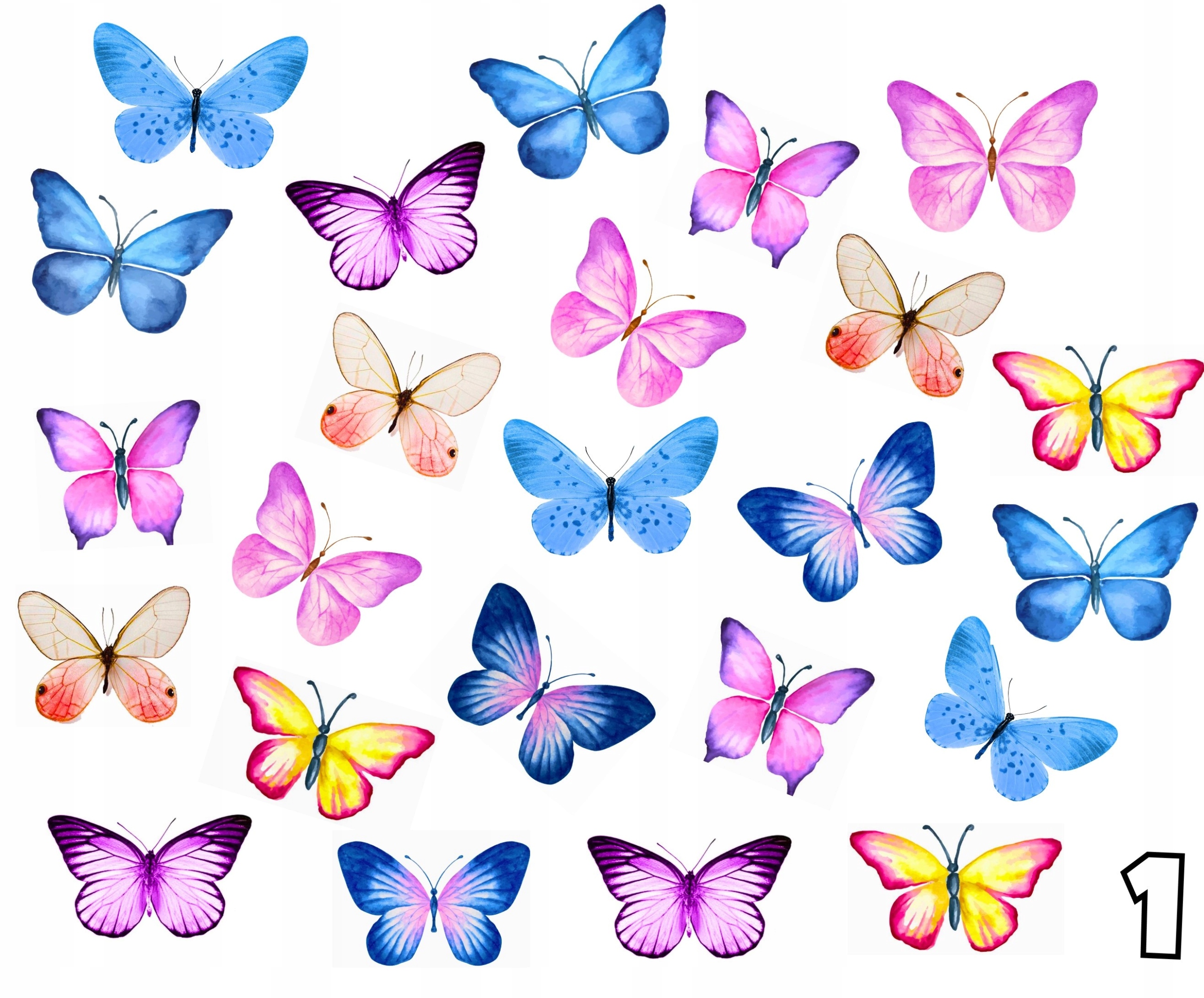 WAFLOWE MOTYLE 3D MOTYLKI WZORY DEKORACJA NA TORT Kod producenta Decor-Cake