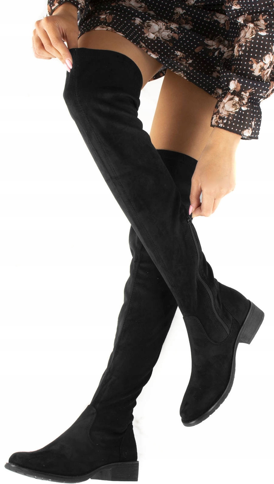 

4950 Czarne Zamszowe Wysokie Kozaki Za Kolano 37