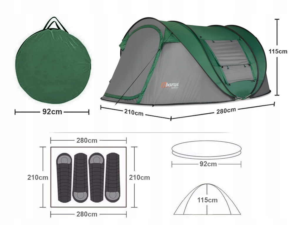 Туристическая палатка на 4-6 человек Окно самораскладывающееся Водонепроницаемость пола 9000 мм