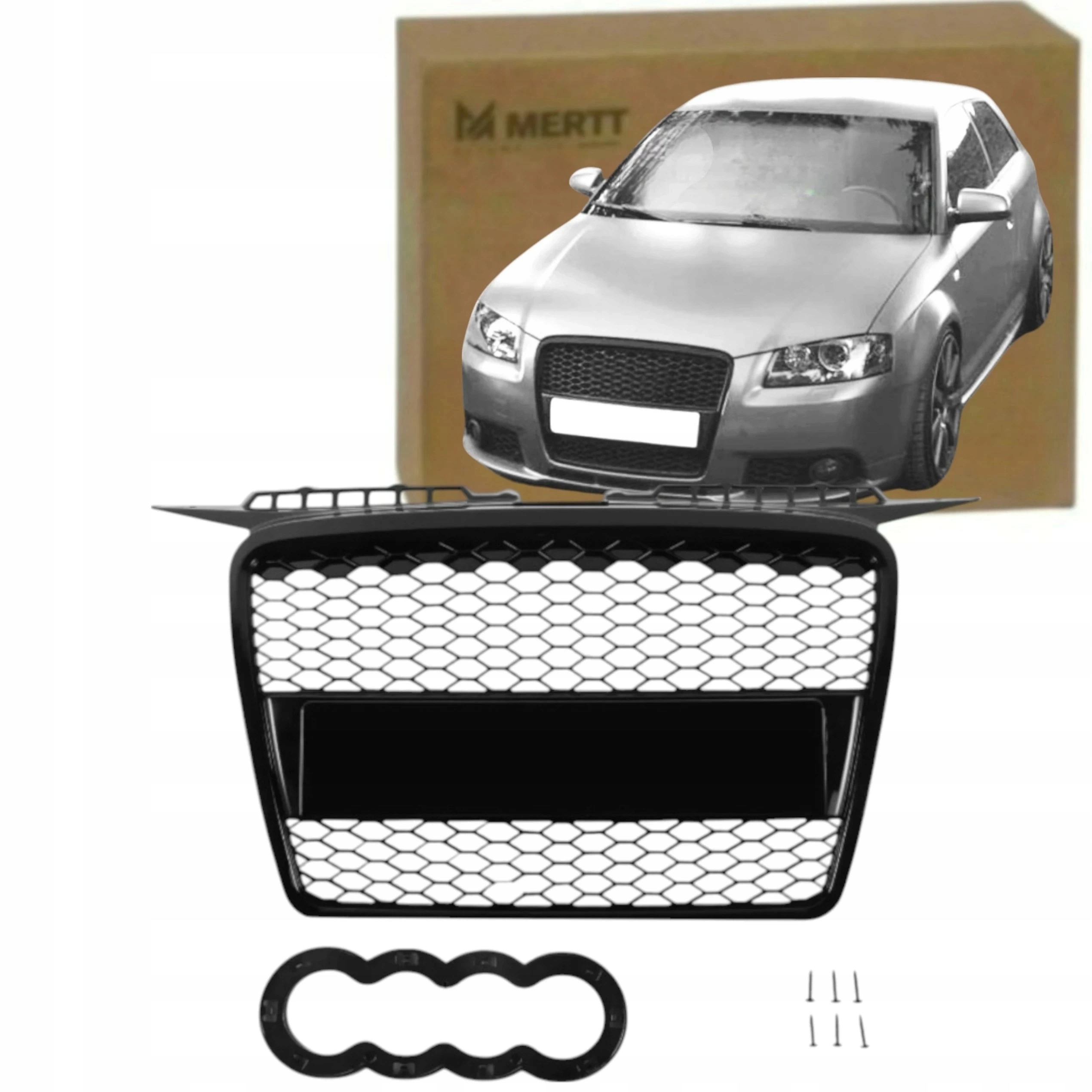 Atrapa nárazníku grilu Audi A3 8P 03-08 medová plástev Černý Lesk Rs Look