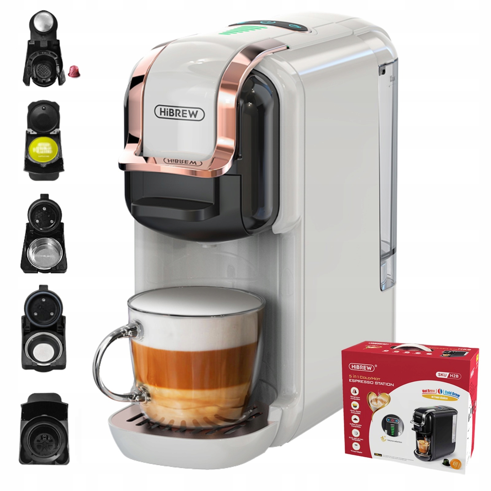HiBREW H2B 5v1 Kávovar 19 Bar Espresso, Horké i Studené Nápoje, Kompatibilní