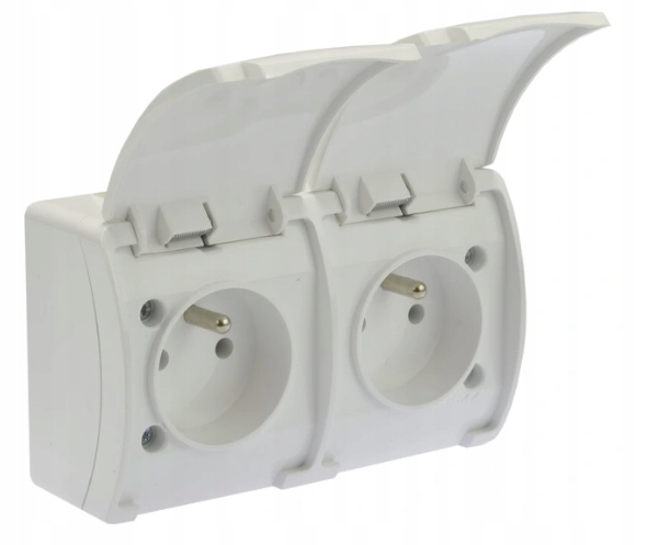 KOALA GNIAZDO PODWÓJNE NATYNKOWE Z KLAPKĄ IP44