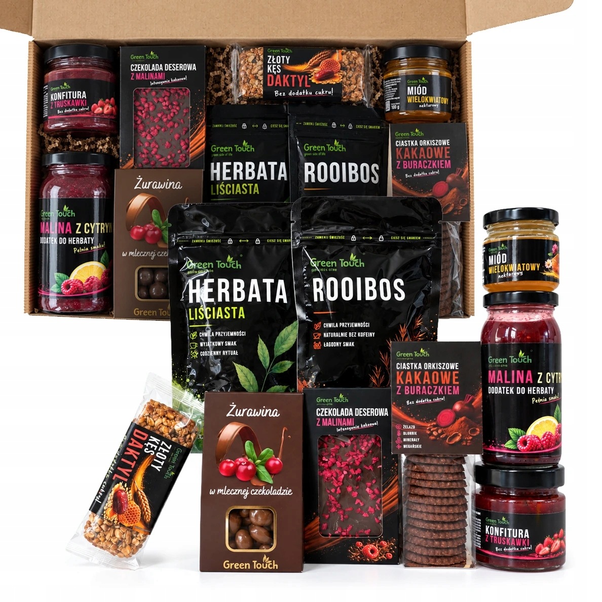 Dárkový Koš Velký Set Čajů Černý Rooibos Med Čokoláda