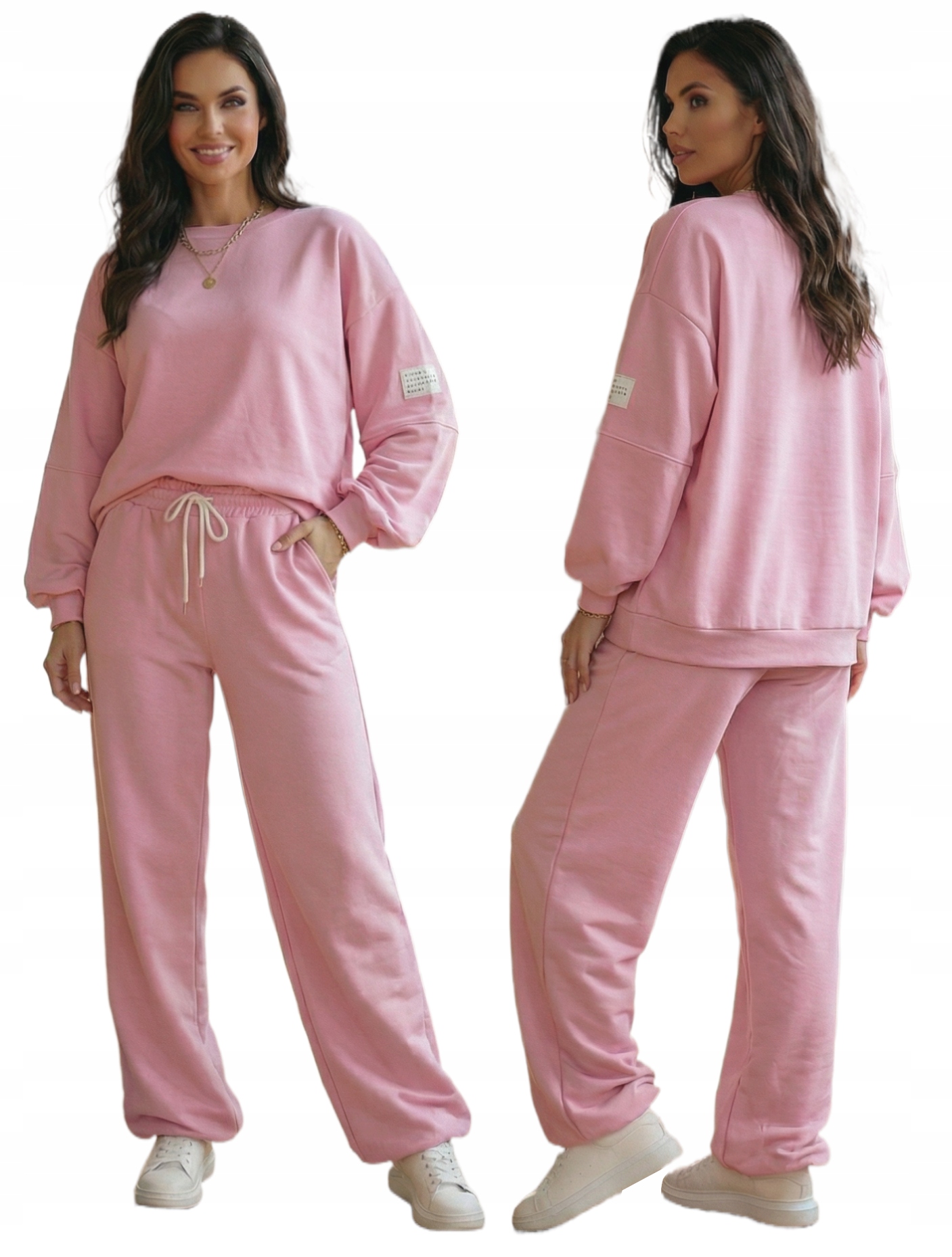 Módní Tepláková Souprava Růžová Oversize Mikina kalhoty Máslo