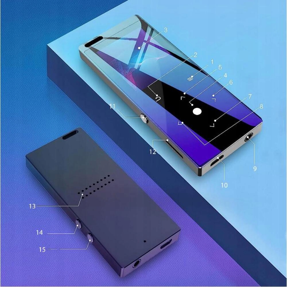 Odtwarzacz MP4 MP3 bluetooth DYKTAFON 64GB LCD eBook+słuchawki Wysokość produktu 9 cm