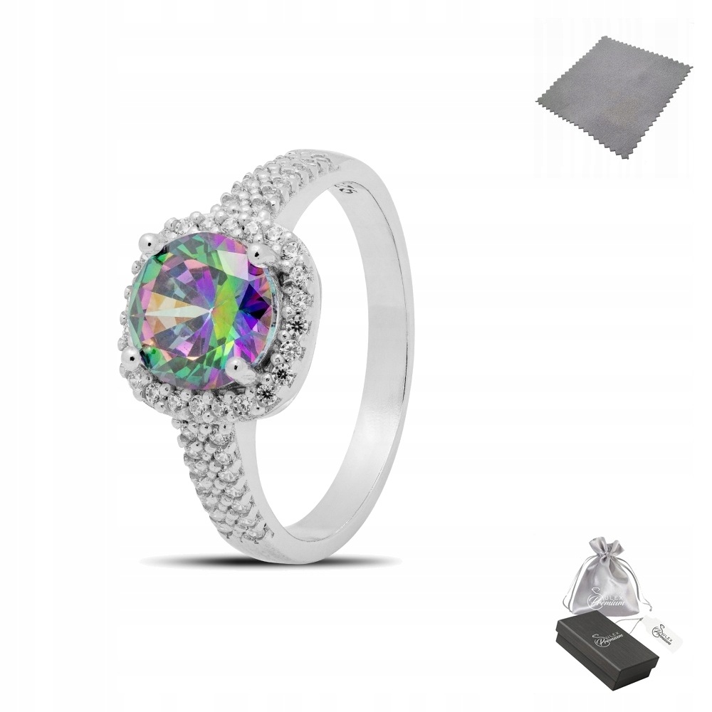 Efektní Prstýnek 925 s rhodiem a zirkonem Mystic Topaz vel.