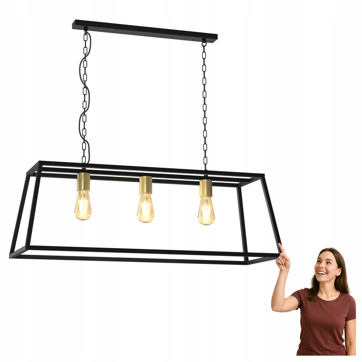 Trapézová závěsná lampa 3-bodová Frame 4416 Luminex