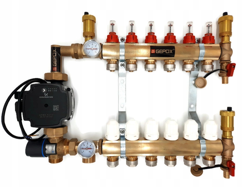 Rozdělovač 10 s čerpací skupinou pro podlahovku 2,5 Kvs