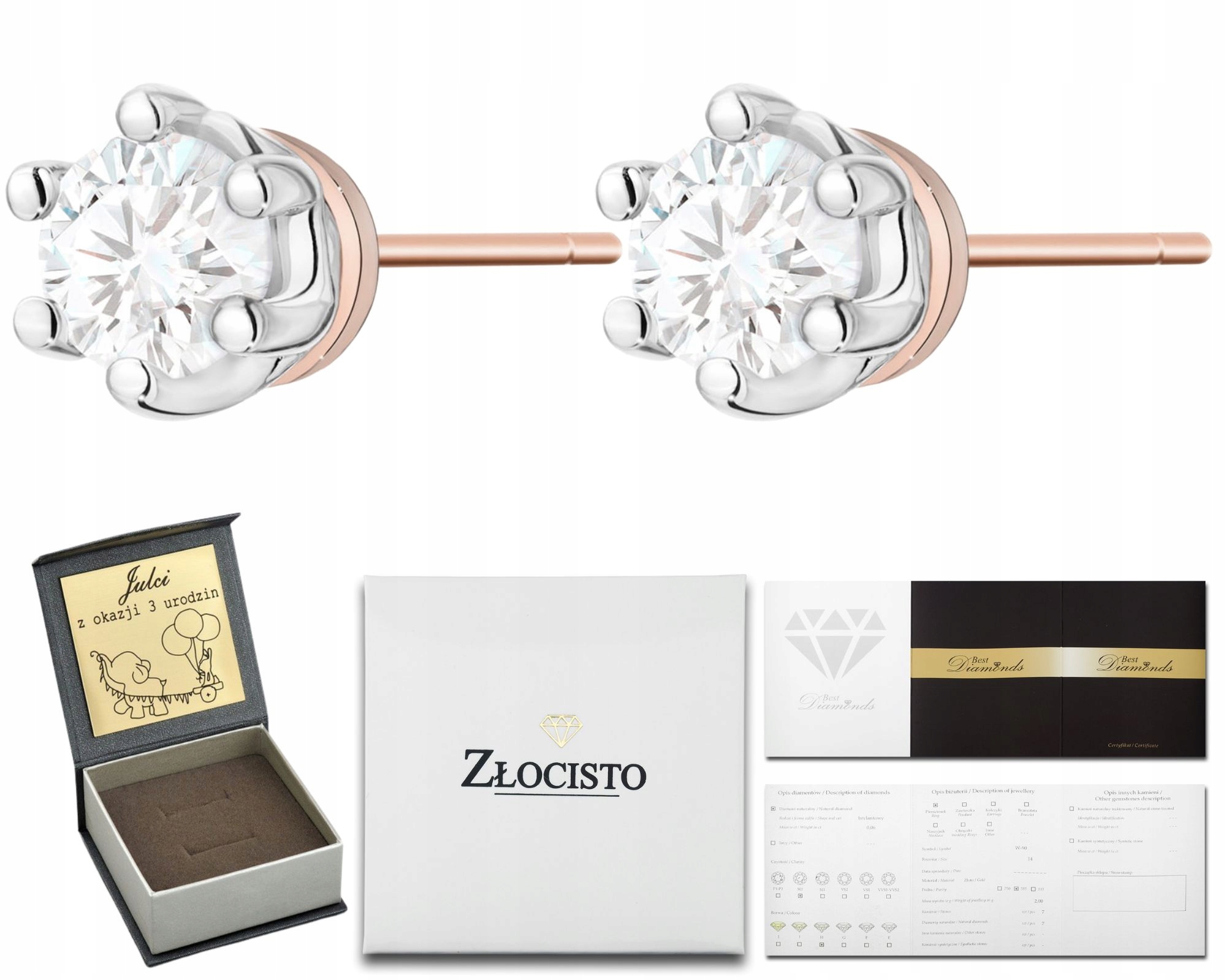 Náušnice Z Růžového Zlata S Klasickými Brilianty