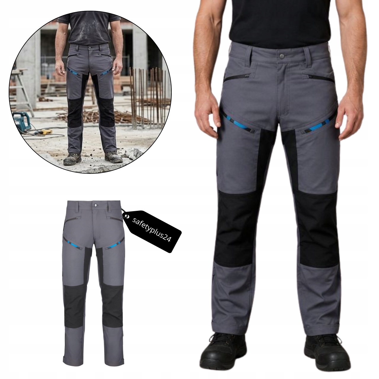 Elastické Pracovní Kalhoty 4 Way Stretch Nastavitelný Obvod Nohavic vel. 52