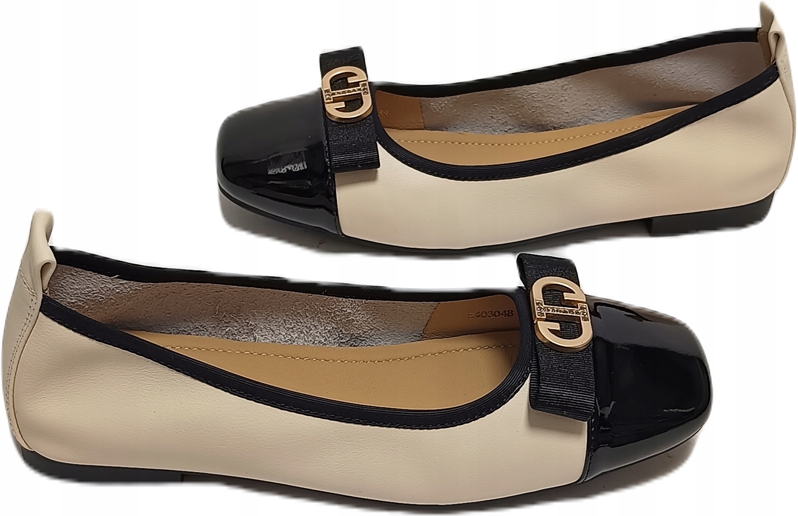 Baleríny měkké elegantní kůže lak Loretta Vitale E40304B béžová r36