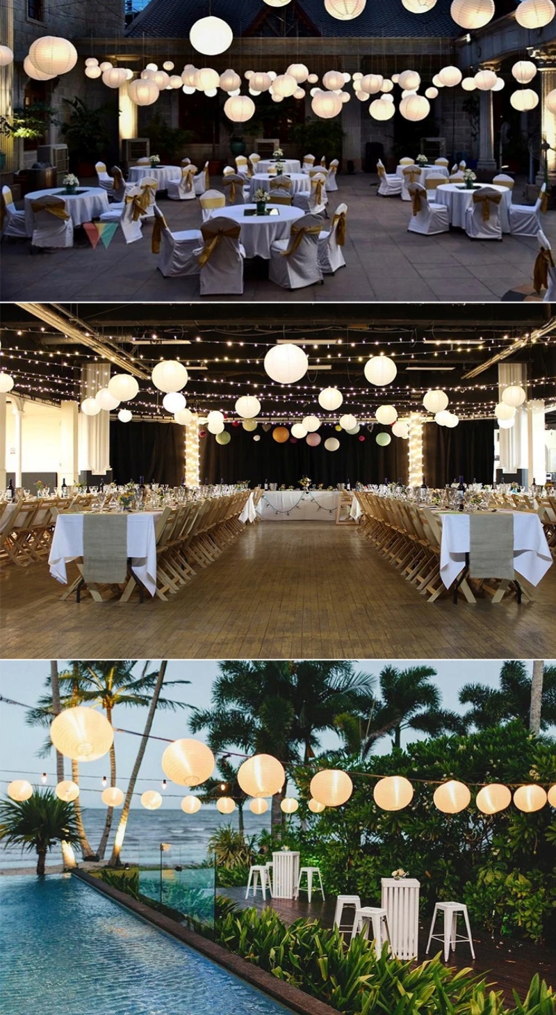 LAMPION PAPIEROWY KULA BIAŁY 35CM WESELE KOMUNIA Źródło światła brak