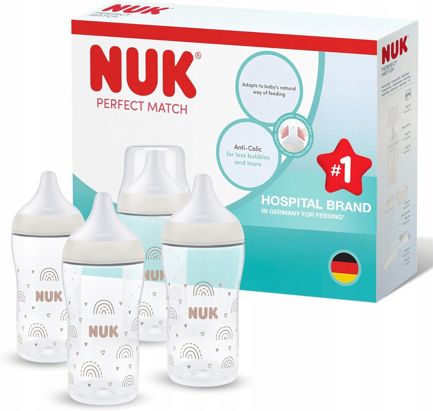 Nuk Butelka dla niemowląt Perfect Match 3+ miesięcy 260 ml 4 sztuki