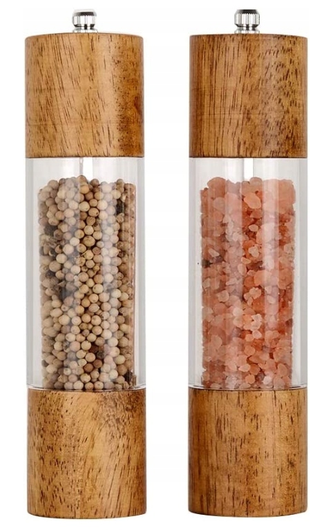 Akrylowy zestaw młynków do soli i pieprzu