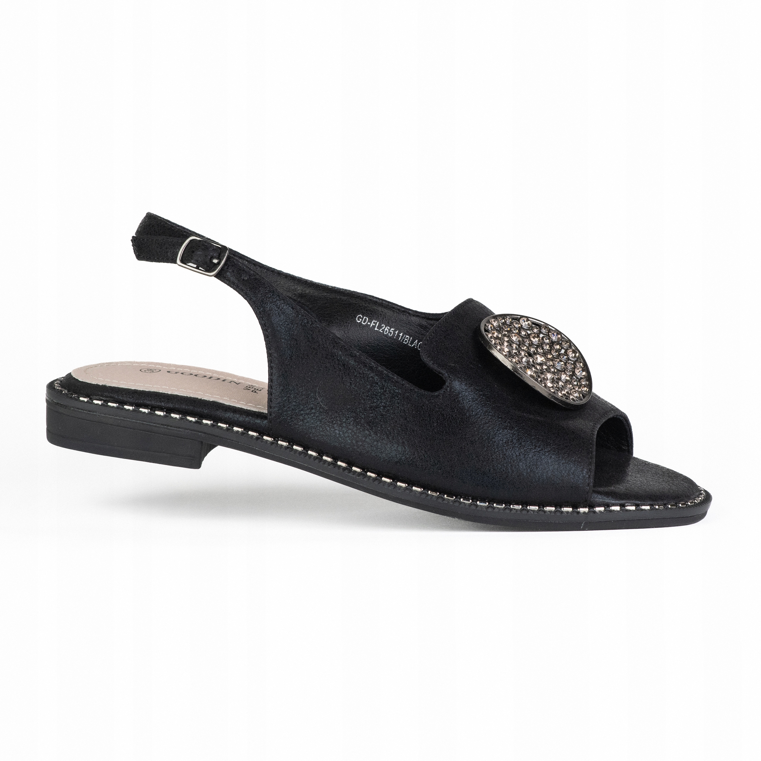 Dámské sandály Goodin GD-Fl-26511, zirkony kůže, lehké, pohodlné, černé 41