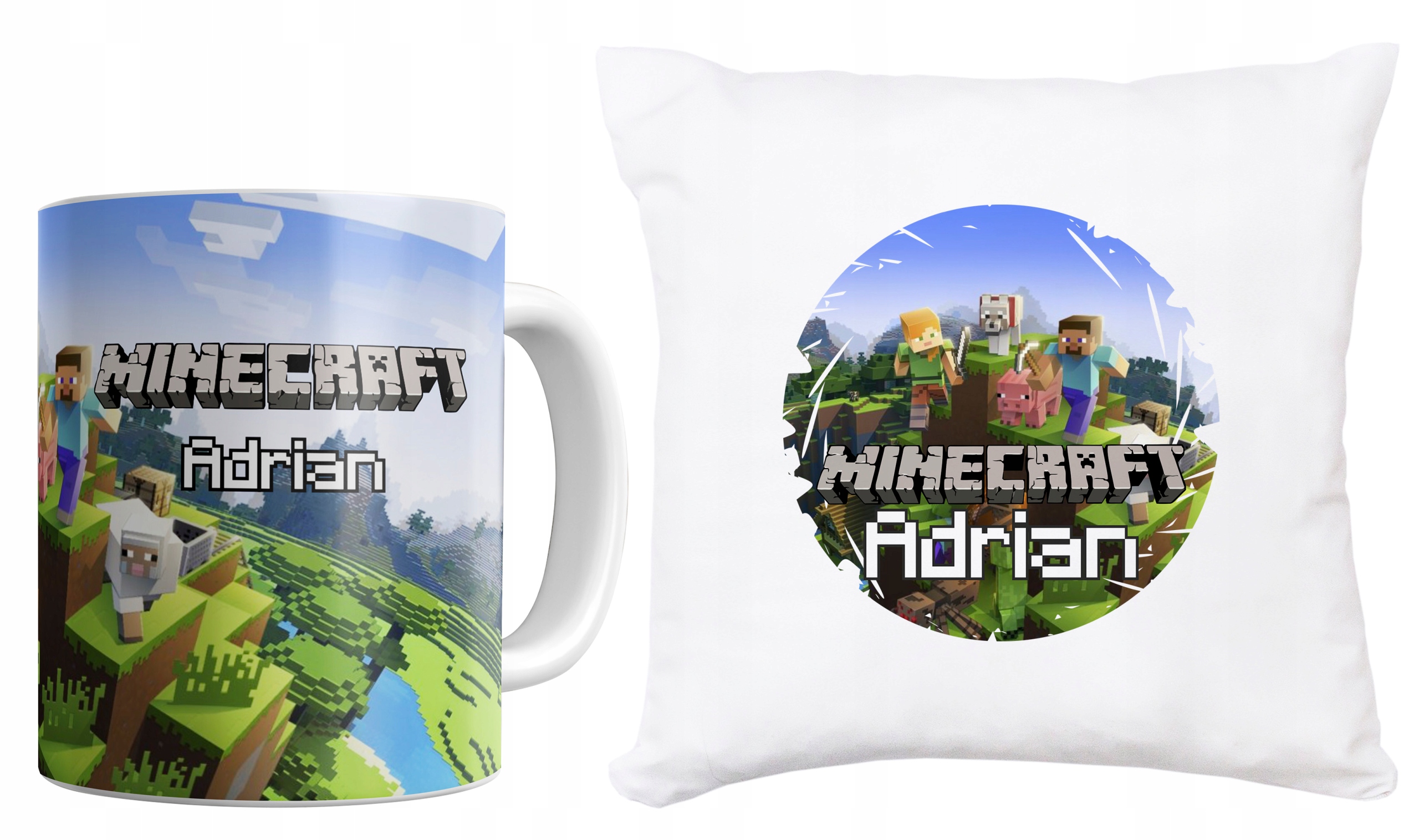 

Zestaw Kubek Poduszka Minecraft Imię