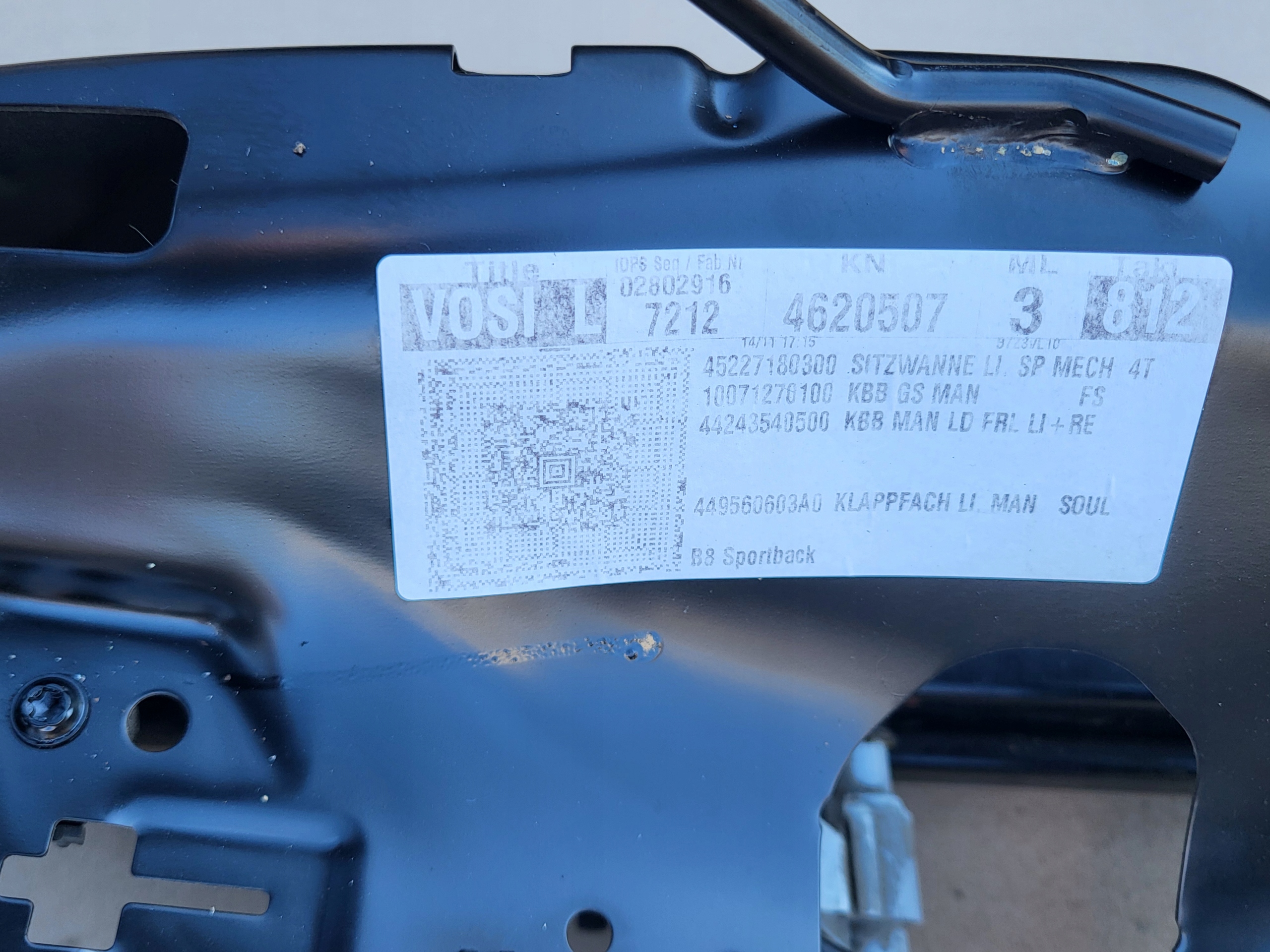 support seat left front SIEDZISKO driver´s AUDI A4 B8 8K A5 8T SB SLINE EU