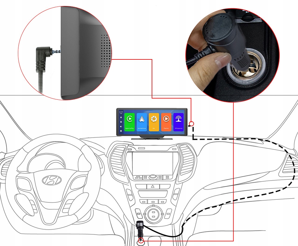 AUTÓS MONITOR RÁDIÓ ANDROID AUTO CARPLAY NAVIGÁCIÓ USB WIFI BLUETOOTH Csatlakozók AUX USB